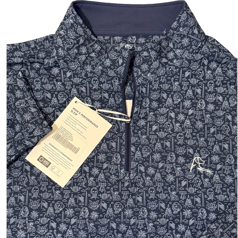 Rhoback Mens 3‎ XL Navy White Performance Q Zip The Washington American